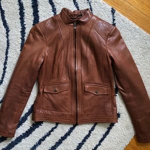 Bernardo “Kerwin” Leather Moto Jacket in Carmel XS